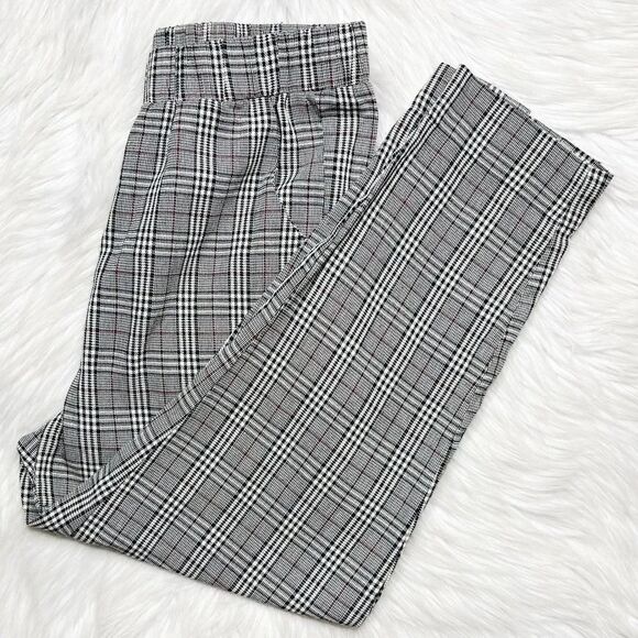 Nic & Jo Plaid Straight Leg Pants Grey Black White Size Small - Picture 3 of 5